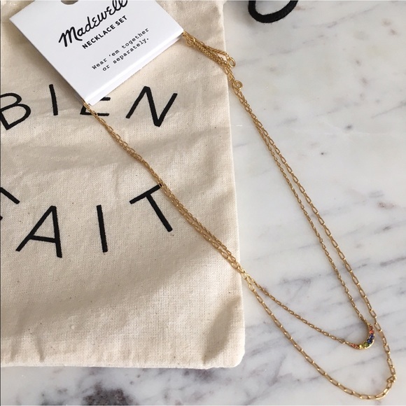 Madewell Rainbow Pavé Moon Necklace Set - Picture 2 of 10